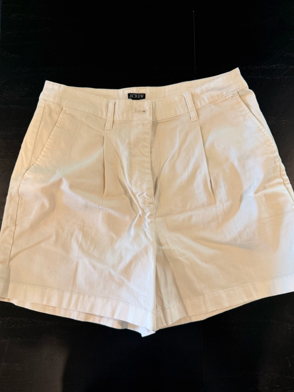 J. Crew Women's Cream High-Waist Pleated Cotton Chino Shorts - NWT - 6